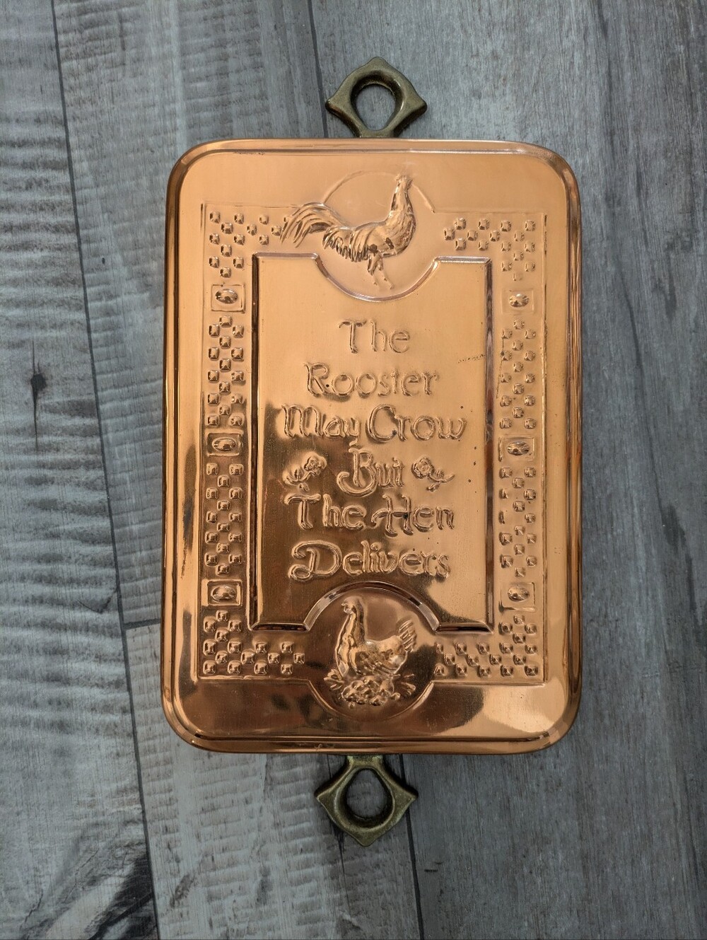 Vintage Embossed copper Colored Tin rooster mold Wall Decor